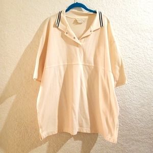 Just My Style Short Sleeved Jersey knit polo with striped collar and neck snaps